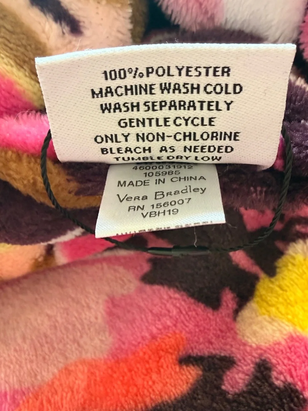 Vera Bradley Fleece Travel Blanket Floral Pink Purple Multicolor